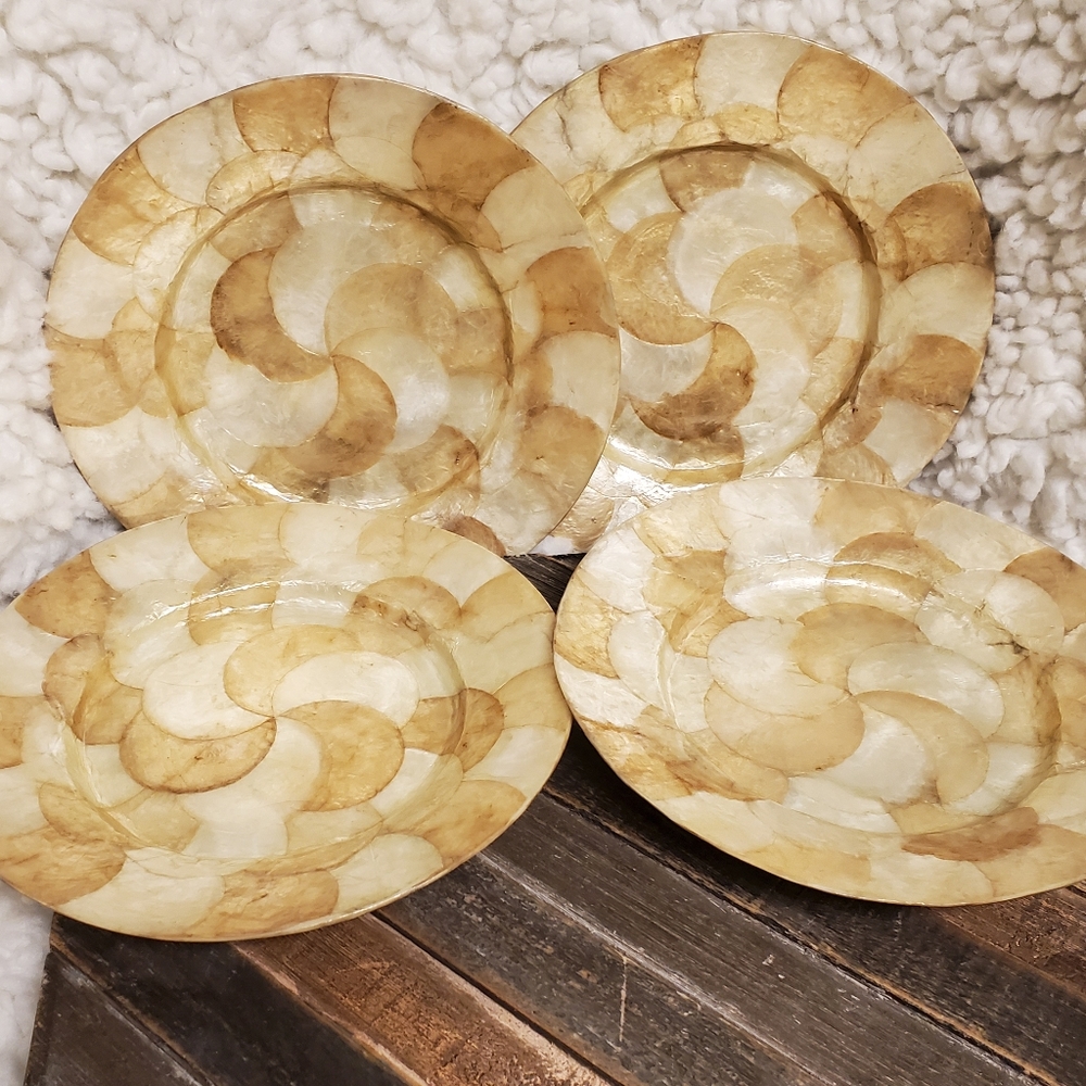 Set of 4 Dinner PLATES Mother of Pearl VINTAGE 10"